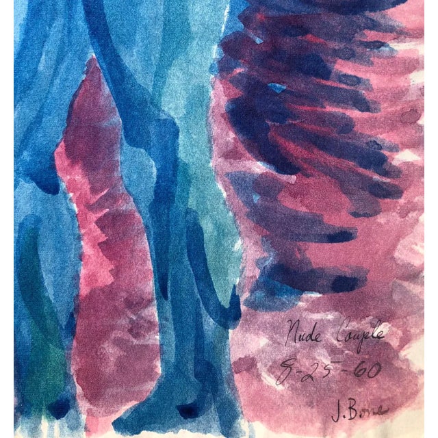 MCM nude couple from the estate of Chicago artist James Frederic Bone (1929-2015). Signed, titled and dated lower right....