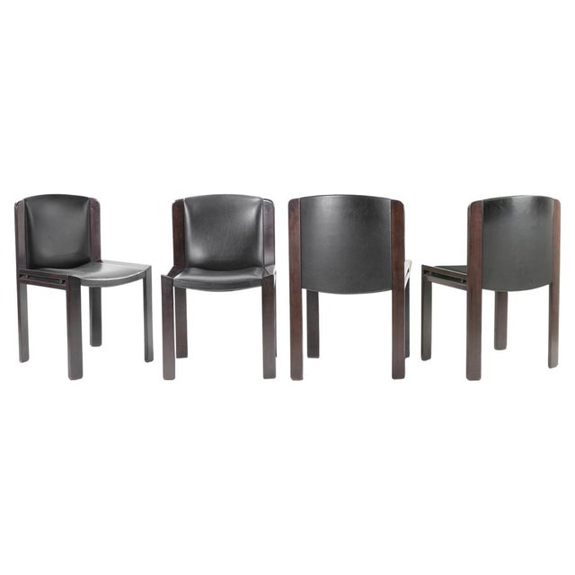 Chairs in Lacquered Wood and Skai by Joe Colombo for Pozzi, Italy, 1966, Set of 4 For Sale - Image 9 of 9