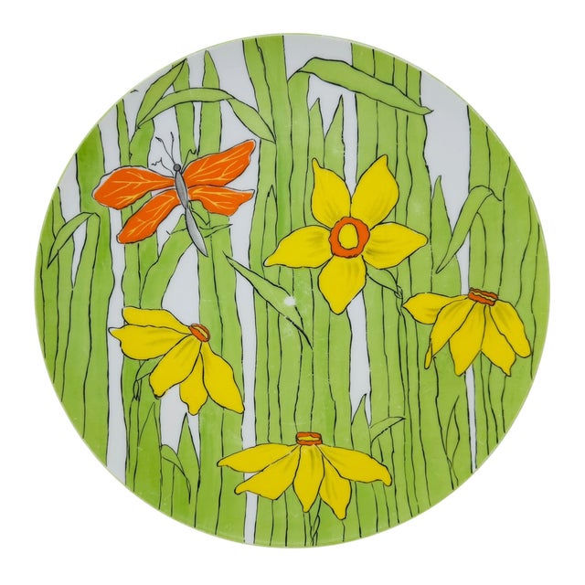 Ceramic Vintage 70s Franci Villa Vanilla Palm Beach Dinnerware Set | 4 Dinner Plates & 2 Mugs | MCM Floral Ceramic Taste Setter Collection for Amm For Sale - Image 7 of 17