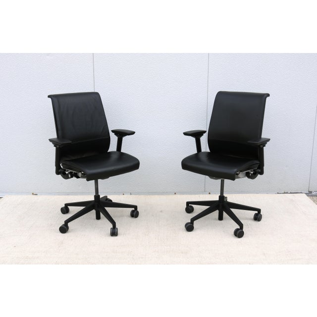 Steelcase Think Ergonomic Executive Desk Chair in Black Leather, Fully Adjustable For Sale In New York - Image 6 of 18