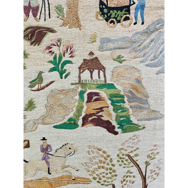 1930's Needlepoint Silkwork Large Picture of Central Park For Sale In Philadelphia - Image 6 of 17