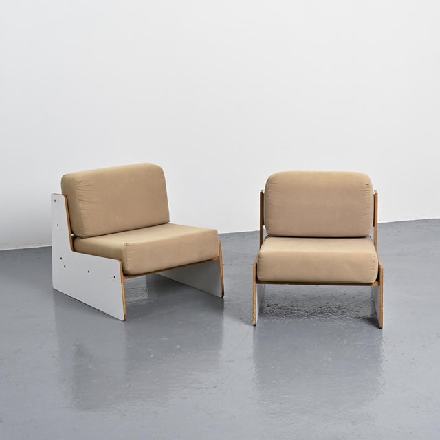 Beige Lounge Chairs attributed to Pierre Guariche for Negroni, 1970s, Set of 2 For Sale - Image 8 of 13
