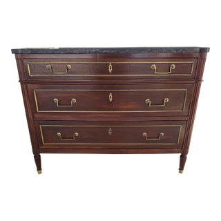 18th Century French Louis XVI Walnut Marble Top Chest of Drawer / Commodes For Sale