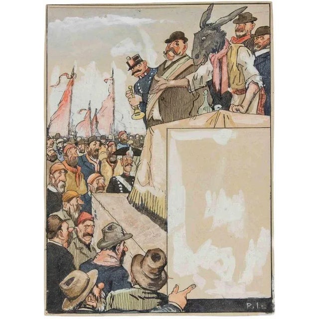 The Campaign Rally is a modern artwork realized by Gabriele Galantara (1865-1937) in 1919. Watercolor, tempera, ink and...