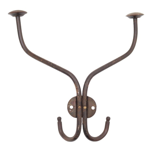 Vintage Steel Coat & Hat Wall Hook For Sale