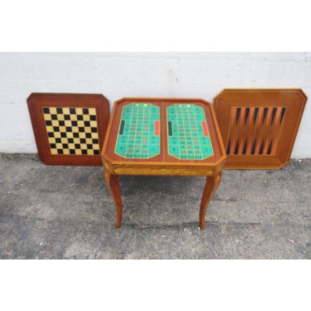Italian Inlay Multi Games Table Changeable Tops Chess Backgammon Roulette 6036 For Sale - Image 16 of 18