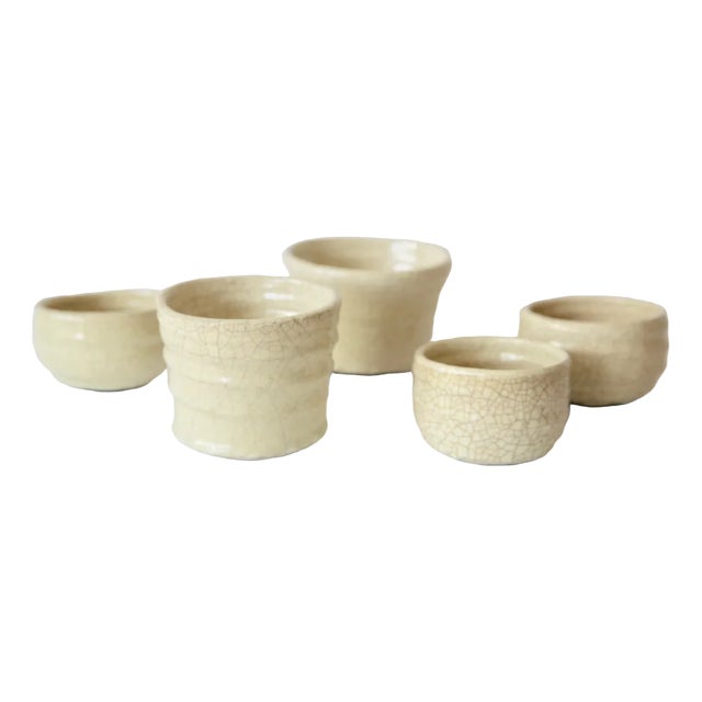 Ivory Ceramic Bowls, Set of 5 For Sale