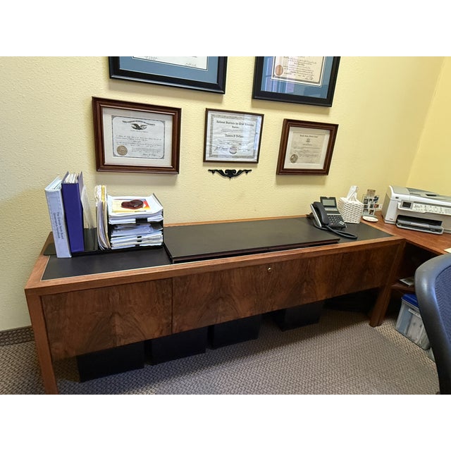 1970s Rare Mid-Century Modern Brazilian Mahogany Desk & Credenza For Sale In San Diego - Image 6 of 7