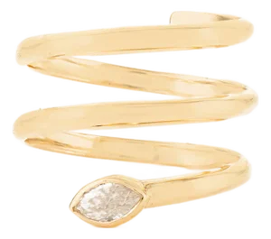 21st Century Insipired Diamond Snake Wrap Ring in 14k Gold in Bezel Set Size 4
