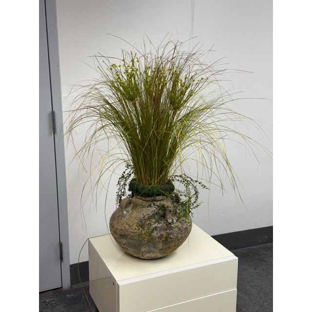 Design Plus Gallery presents the Mid-Century Modern “Marmite” Faux Botanical Arrangement. The rounded cauldron-form vessel...