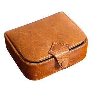 Small Antique Camalier & Buckley Leather Case with Buttoned Strap For Sale