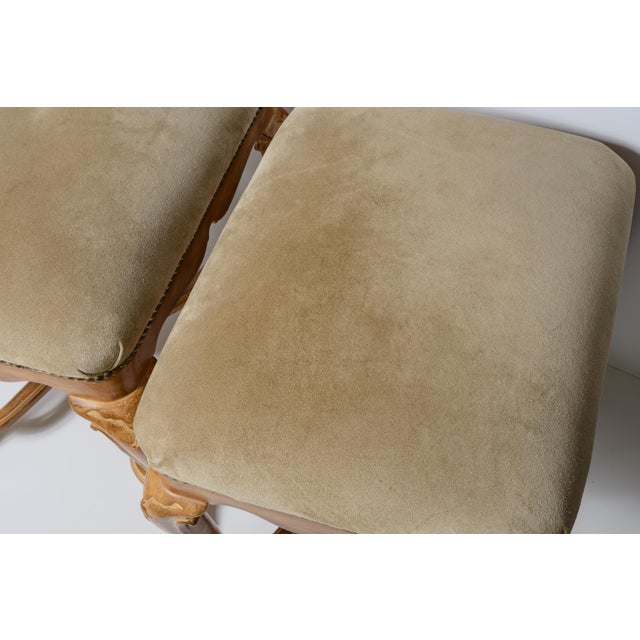 Pair Louis XV Style Ottomans, Natural Suede Upholstery For Sale - Image 4 of 11