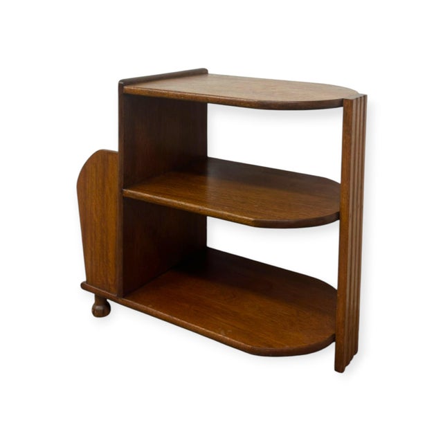 1970s Antique Art Deco Wood Magazine Rack Three Tiered End Table. For Sale - Image 5 of 7