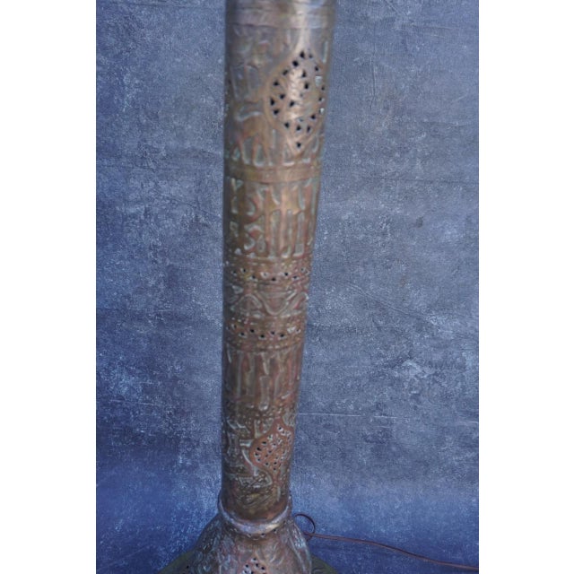 1920s Brass and Copper Egyptian Revival Floor Lamp For Sale - Image 9 of 11