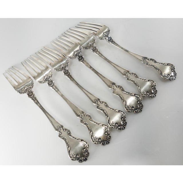 Metal Late 19th Century Devil or Jester Face Decorated Sterling Silver Dinner Forks - Set of 6 For Sale - Image 7 of 11