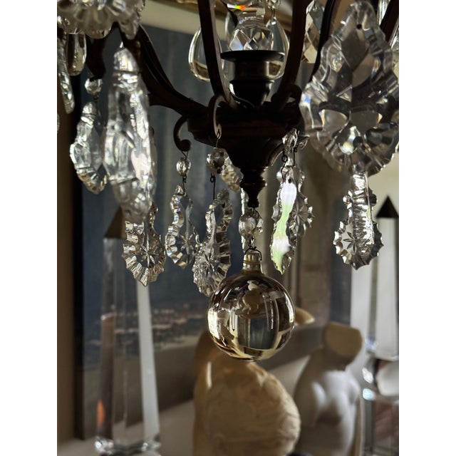 Metal Antique Louis XV Style Crystal Chandelier For Sale - Image 7 of 13