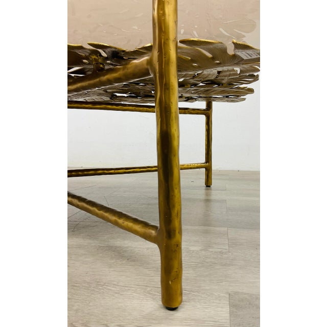 Theodore Alexander Theodore Alexander Modern Brass Tropical Leaf Design Coffee Table For Sale - Image 4 of 6