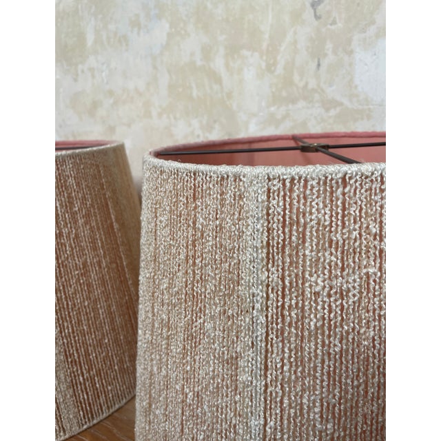 Vintage Nubby String Lamp Shades - a Pair For Sale - Image 4 of 11