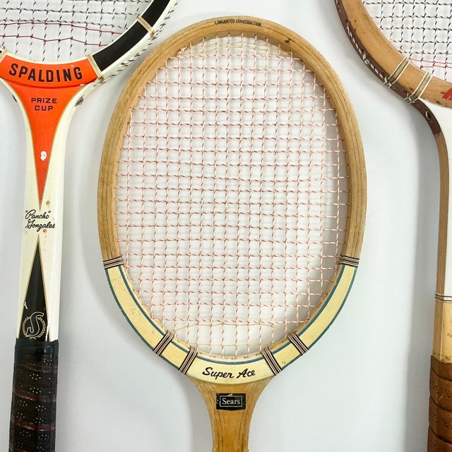 Vintage Mid-Century Americana Boho Chic Wood Tennis Rackets - Set of 3 For Sale - Image 9 of 13