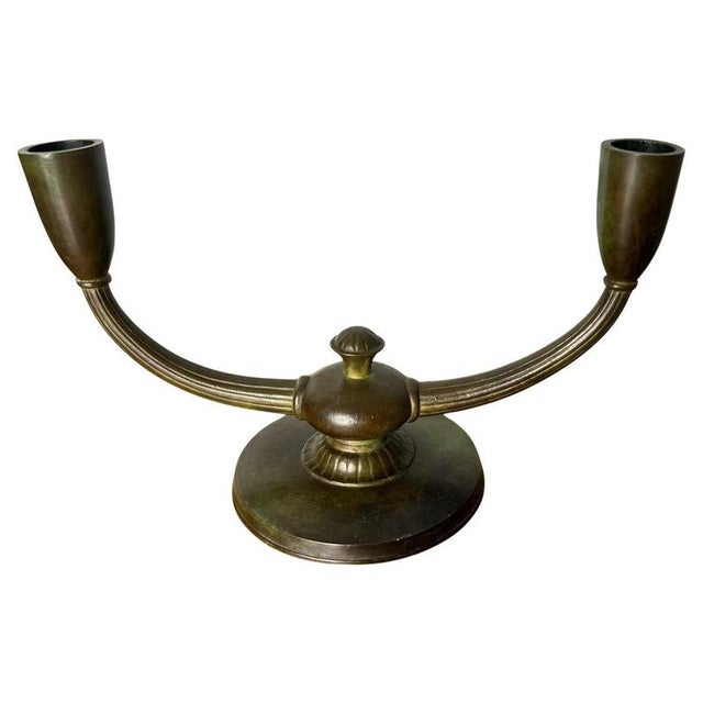 Art Deco Bronze Candelabra attributed to GAB, Sweden, 1930s For Sale - Image 6 of 6