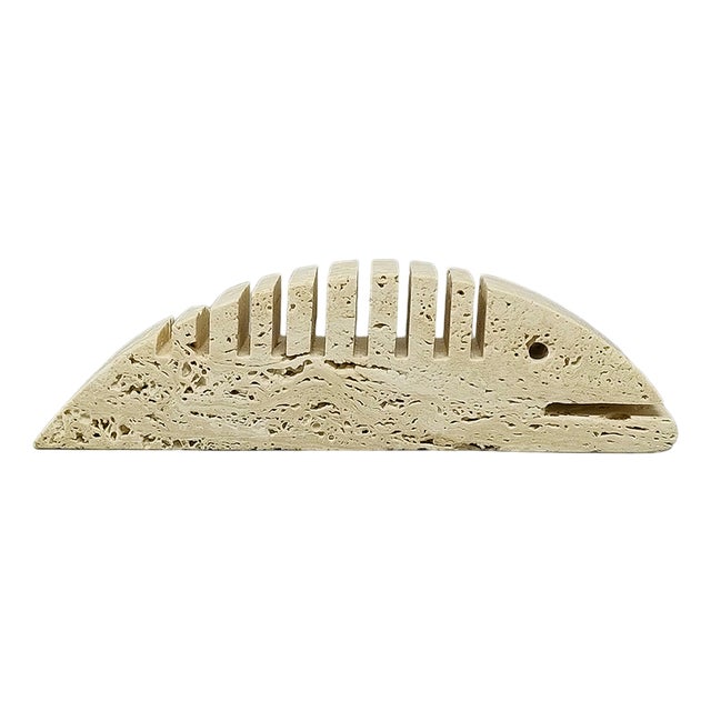 Travertine Fish Sculpture by Mari 1970s For Sale