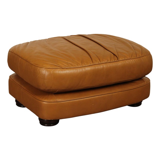 Classic Leather Brown Leather Ottoman For Sale