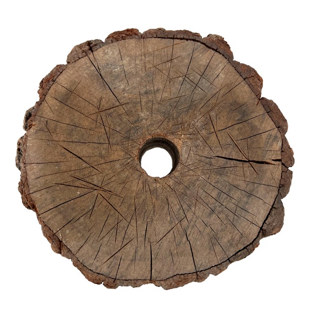 Brown Antique Late 1800s Rustic Primitive Wood Adirondack Tripod Log Stool With Bark Exterior For Sale - Image 8 of 10