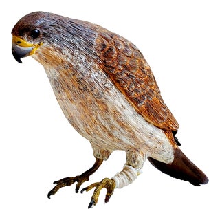 1940s Hand Carved and Painted North American Red-Tailed Hawk Sculpture For Sale