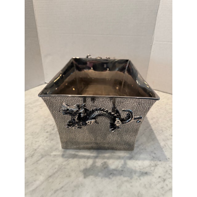 Metal Striking Ice Bucket With Dragon Handles For Sale - Image 7 of 8
