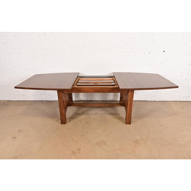 Stickley Style Mission Oak Arts & Crafts Extension Dining Table, Newly Refinished For Sale In South Bend - Image 6 of 13