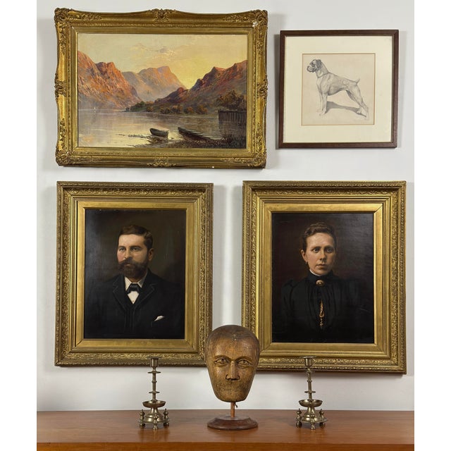 Style: British School, Victorian, circa late 19th century Dimensions: 26.25" H x 21.5" W (sight) Frame: Gilt wood frame...