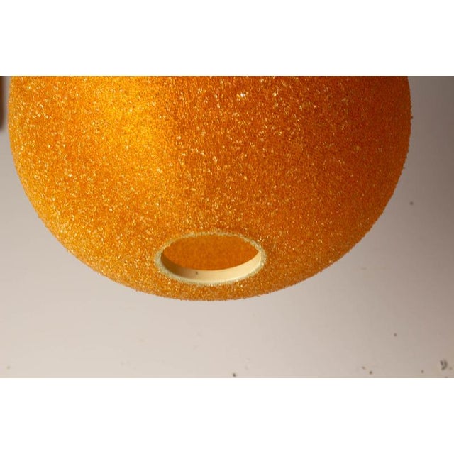 French Pendant Light in Textured Orange Acrylic Glass, 1970 For Sale - Image 6 of 9