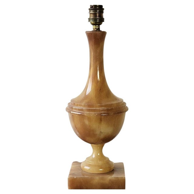 French Neoclassical Alabaster Pedestal Table Lamp, 1960s For Sale - Image 16 of 16