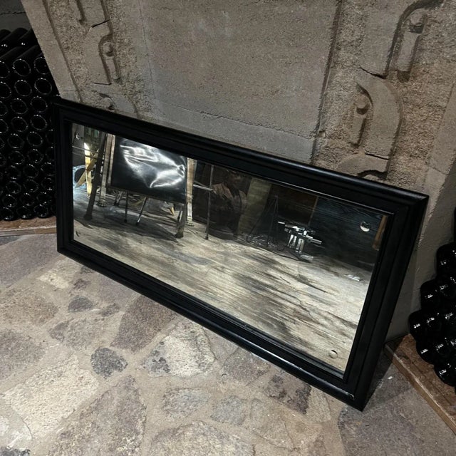 1950s Antique Wall Mirror Black Satin Mexico City For Sale - Image 9 of 13