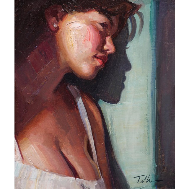 Lost in Thought by Matt Talbert | Oil on Linen Panel Portrait of a woman in profile. For Sale