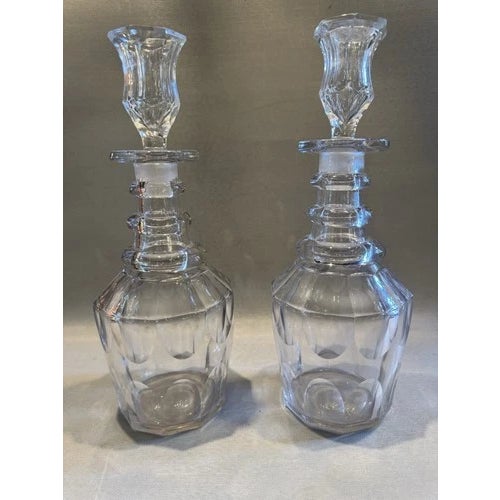 Early 19th Century Clear Blown Glass Decanter With Stoppers Set For Sale - Image 4 of 12
