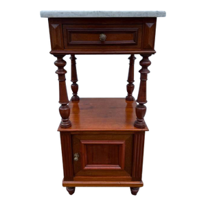 Antique French Style Marble Top 2 Tier Night Stand