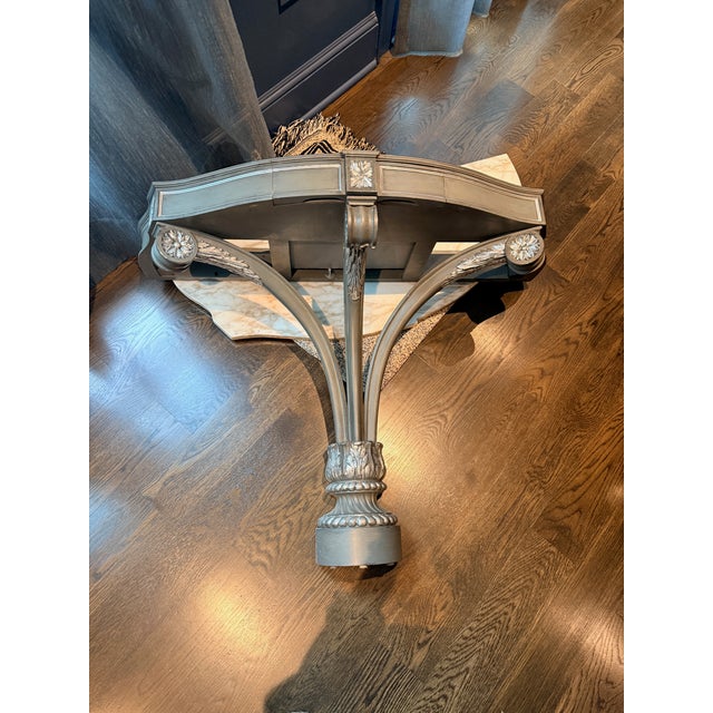English Hollywood Regency Demilune Marble Top Console For Sale In Washington DC - Image 6 of 11
