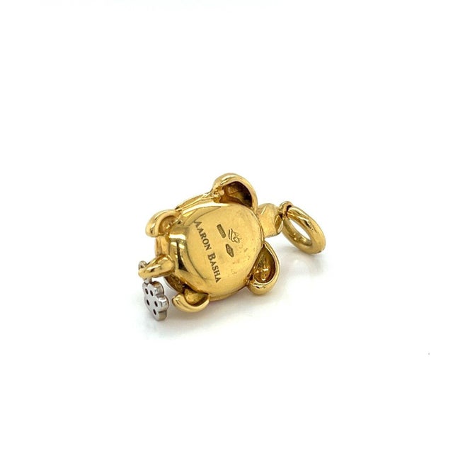 Gold Aaron Basha Diamond Sapphire 18k Gold Enamel Turtle Charm Pendant For Sale - Image 8 of 9