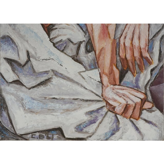 Modern Mid Century Modern Abstracted Figurative - Man's Morning by Cynthia Bissell For Sale - Image 3 of 6