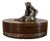 Vintage Leather Decorative Box Attributed to Maitland Smith With Metal Monkey For Sale