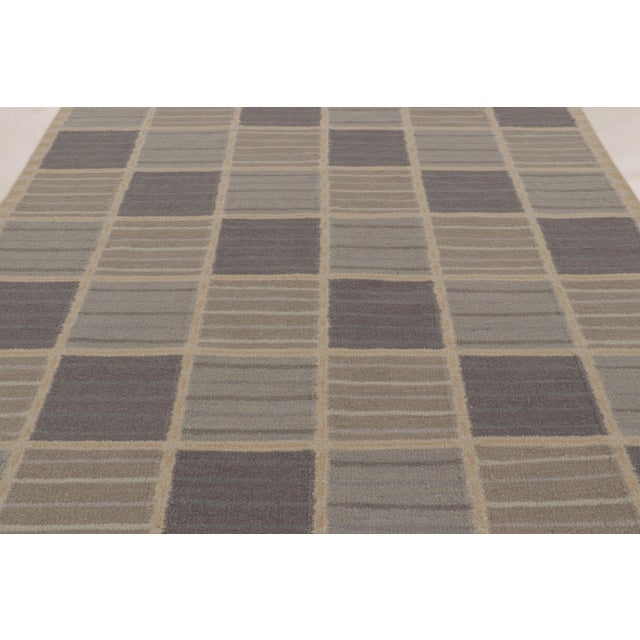 Mid-Century Modern Contemporary Scandinavian Style Geometric Wool Rug, by Rug & Kilim, India For Sale - Image 3 of 10