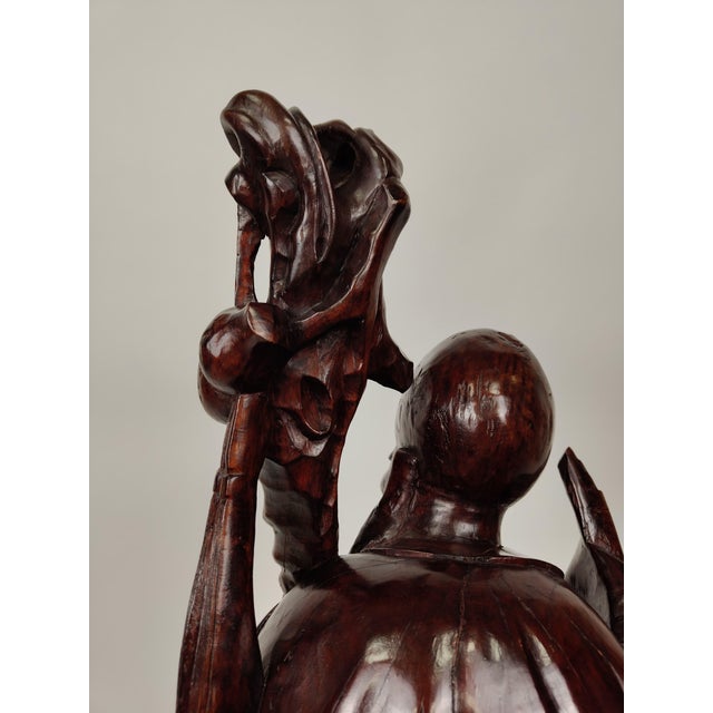 Chinese Artist, Sculpture of a Sage, 1890, Teak For Sale - Image 9 of 18