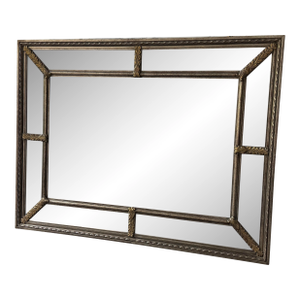 Large Vintage Parisian Bistro Beveled Mirror With Gilt Detail