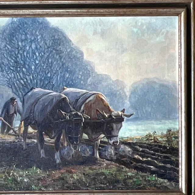 Vintage Boho Original Oil Pastoral Painting Signed Eugen Osswald For Sale - Image 12 of 13