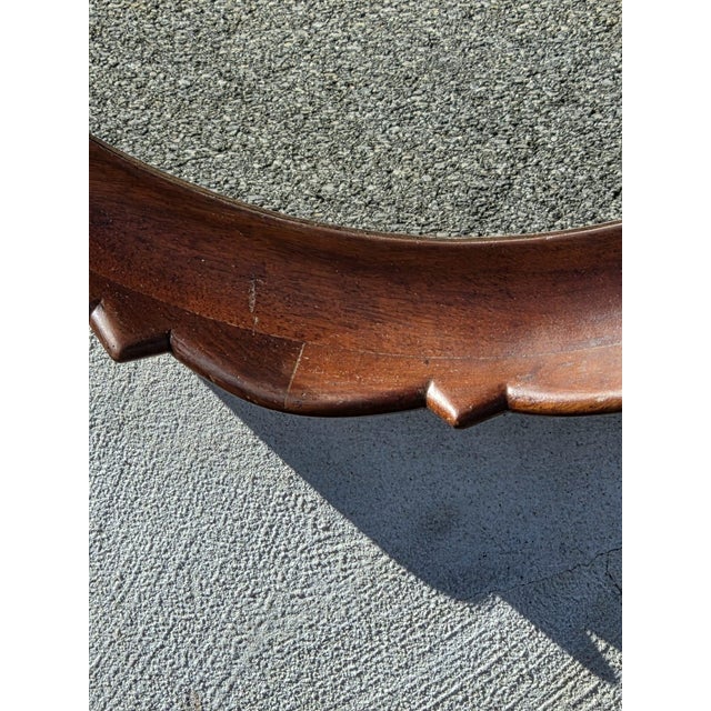 1920 Regency Style Solid Walnut Handmade American Round Mirror. For Sale - Image 9 of 16