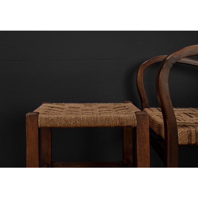 Set of Scandinavian Chair and Ottoman attributed to Axel Larsson for Bodafors, Sweden, 1930s, Set of 4 For Sale - Image 15 of 18