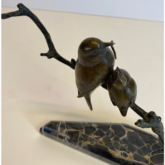 André Vincent Becquerel Art Deco Bronze Bird Sculpture on Portoro Marble Base For Sale In Miami - Image 6 of 7