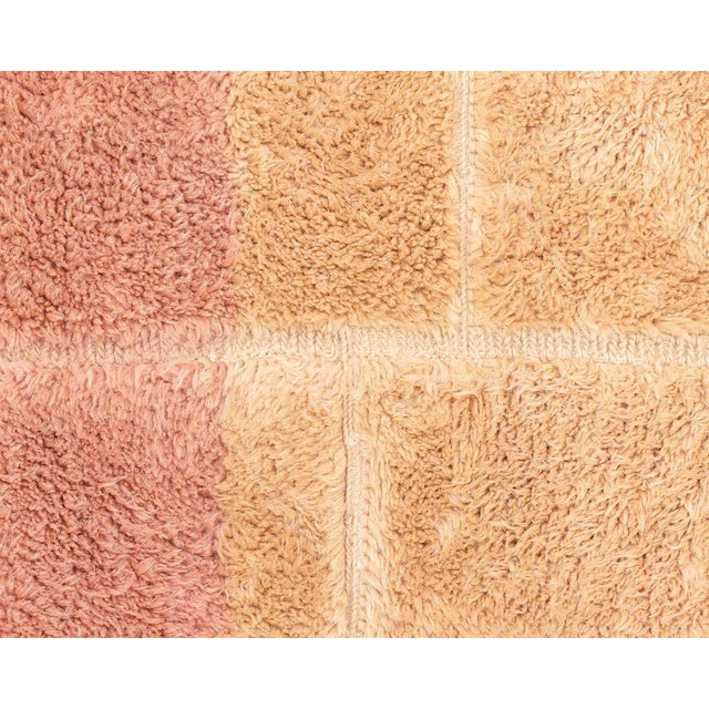 Contemporary Soft Ombre Grid Hand-Knotted Moroccan Wool Rug | 8'1" X 5'5" | One of a Kind For Sale - Image 3 of 7
