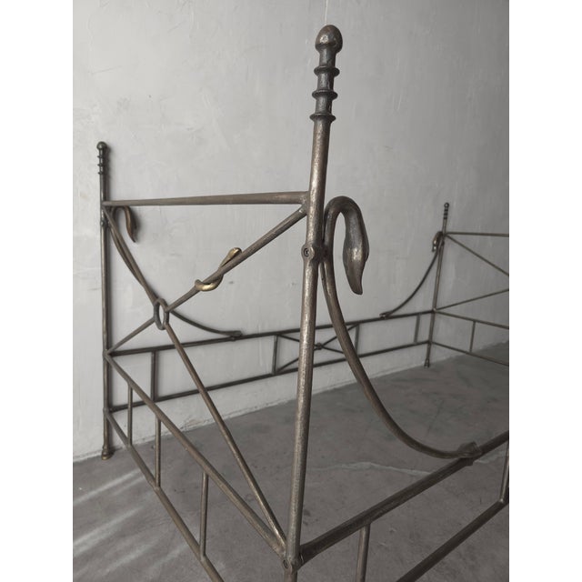 French European Campaign Style Forged Iron and Brass Daybed For Sale In Las Vegas - Image 6 of 12